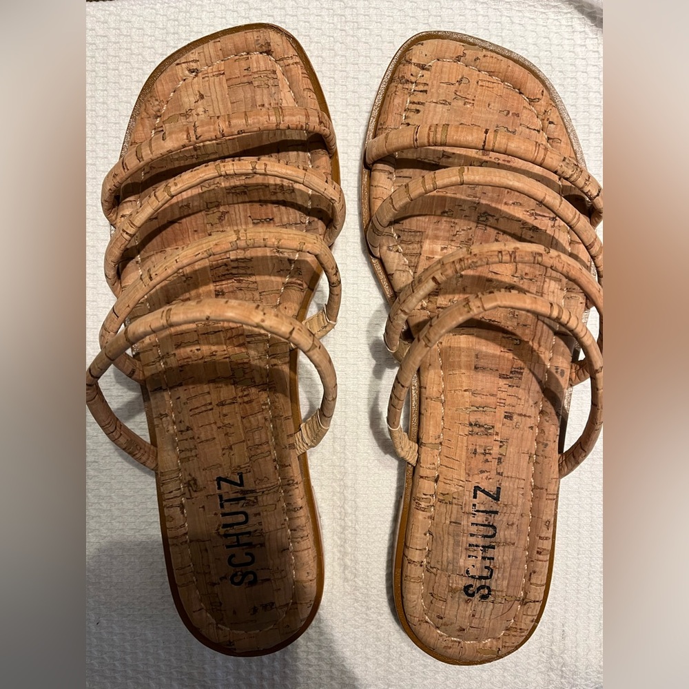 Schutz cork flat sandals